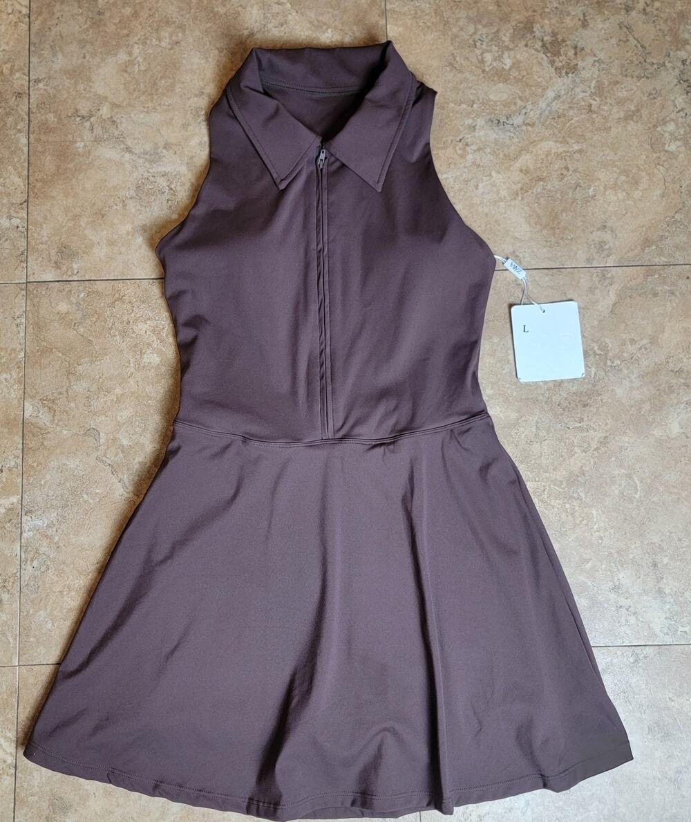 Polo Tennis Dress L Brown Sleeveless Athleisure Activewear Pickleball Golf Zara